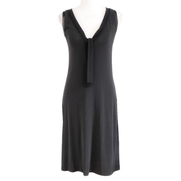 Shan BY SHAN BLACK SLEEVELESS MESH STRETCH JERSEY SHIFT MIDI SLIP DRESS - 8 - Picture 1 of 8